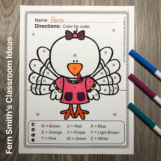 Grab These Thanksgiving Color By Code Kindergarten Know Your Letters and Know Your Numbers Resource Today!