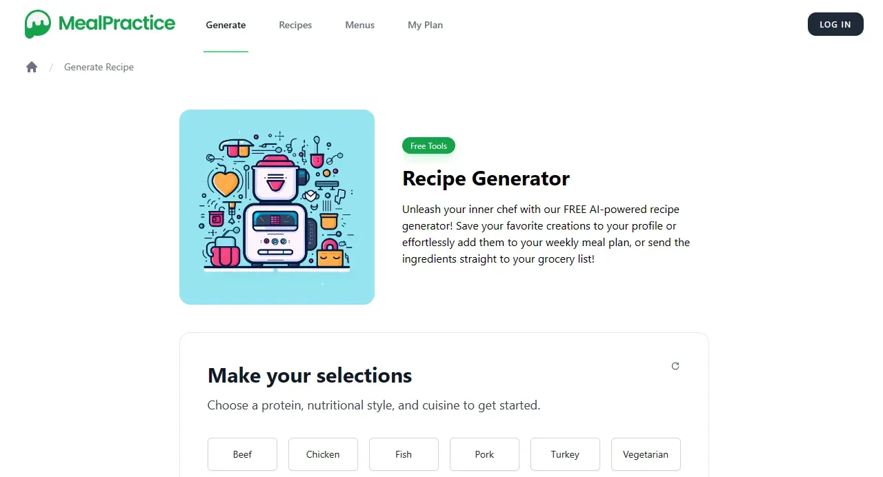 Mealpractice - AI Recipe Generator mealpractice ai recipe generator, mealpractice reviews, mealpractice pricing, mealpractice ai generator, ai based recipe generator,