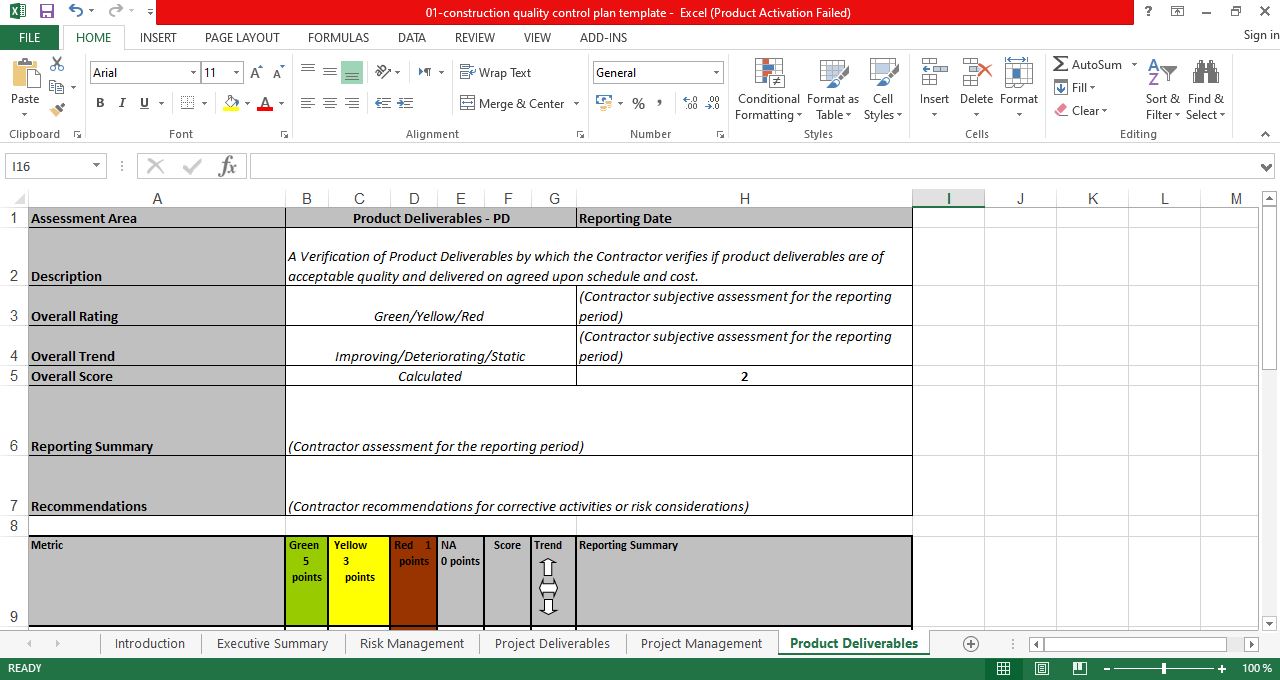 Quality assurance report template