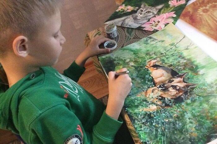 Nine-Year-Old Boy ‘Sells’ His Paintings For Food And Supplies For Shelter Animals