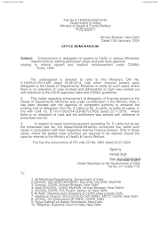 Enhancement in delegation of powers to HoDs in various Ministries/ Departments medical reimbursement under CS(MA) Rules, 1944 