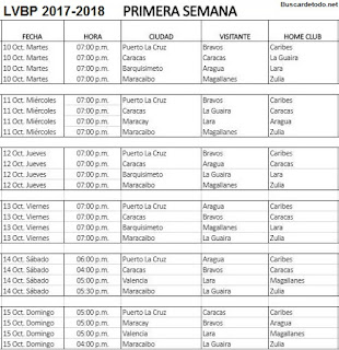 Calendario de Béisbol Profesional Venezolano 2017-2018 LVBP. Calendario completo con las Transmisiones televisivas del Béisbol Profesional venezolano 2017-2018 LVBP. Calendario Liga Venezolana de Béisbol Profesional PDVSA. 