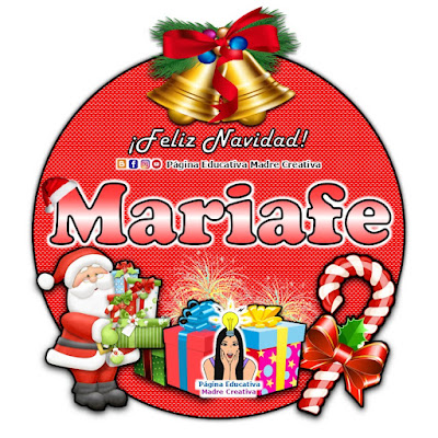 Nombre Mariafe - Cartelito por Navidad nombre navideño