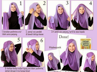 tutorial pakai kerudung segi empat terbaru