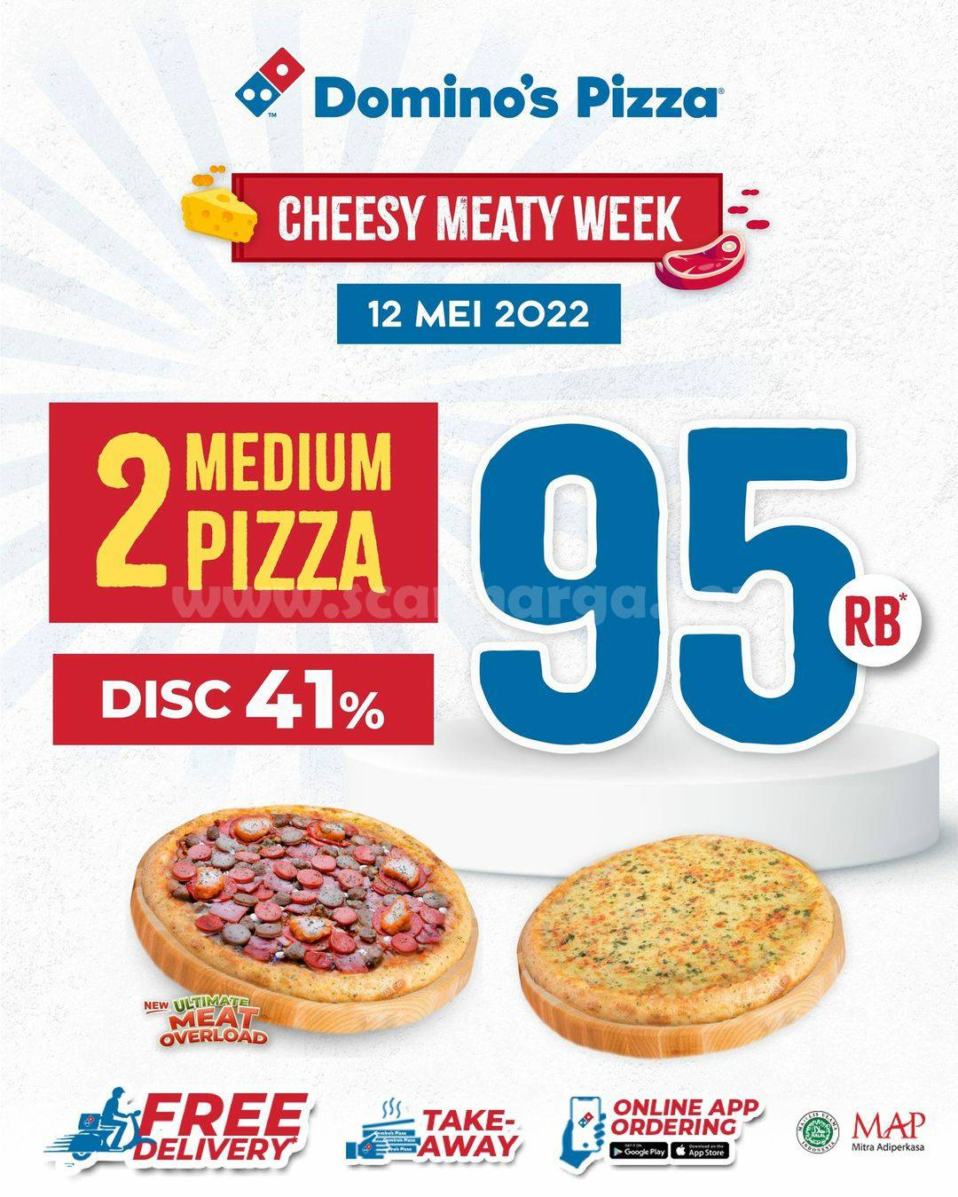 DOMINO’S PIZZA Promo Cheesy Meaty Week 2 Medium Pizza Disc 41% Only 95K