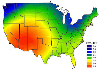 Solar Radiation Map - Sunniest Places in USA for Solar Farms