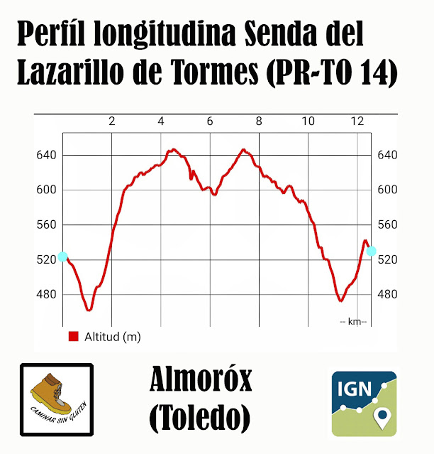 Perfíl longitudinal Senero del Lazarillo PR-TO 14 (Almoróx)