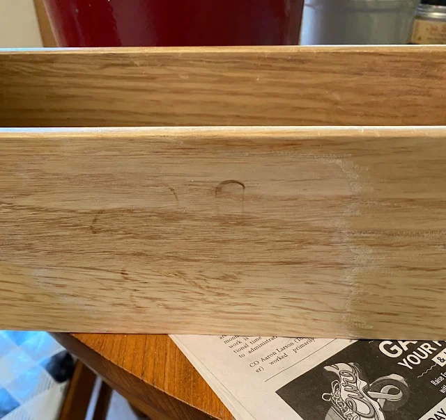 Photo of wooden toolbox after sanding.