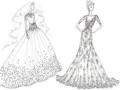 kate middleton wedding dress designer sketches. Most of the designer sketches