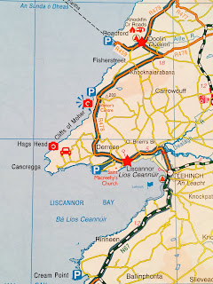 Detailed map of parking and trail head for Hags Head walk along the Cliffs of Moher, County Clare, Ireland