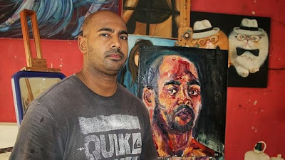 Myuran Sukumaran in his Kerobokan painting workshop