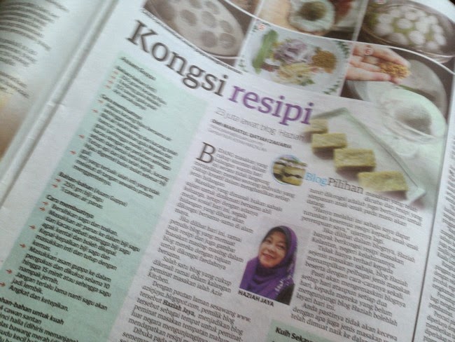Kuih Sekaya Telur Dalam Akhbar Utusan Malaysia - Azie Kitchen