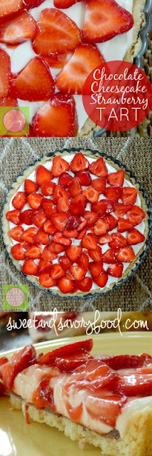 chocolate cheesecake strawberry tart (sweetandsavoryfood.com)