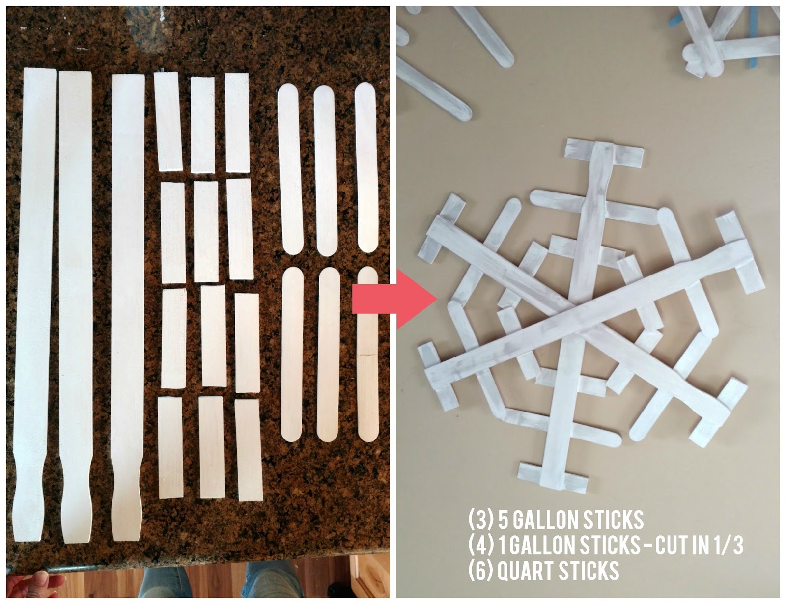 Rustic Paint Stick Snowflakes