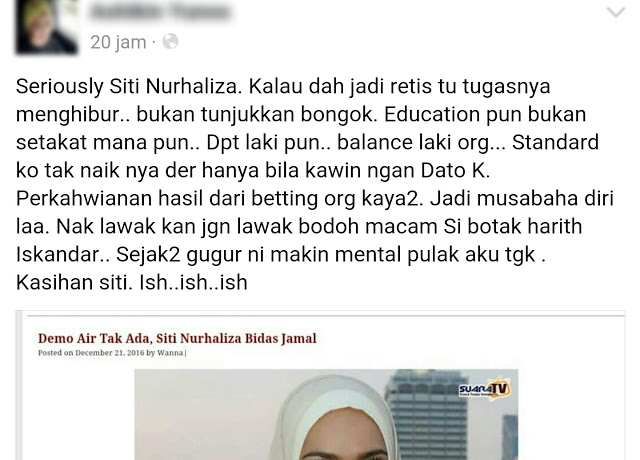 "Sejak-Sejak Gugur Ni Makin Mental Pula Siti", Kata 