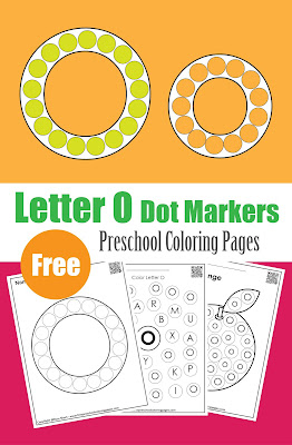 Letter O dot markers free preschool coloring pages ,learn alphabet ABC for toddlers