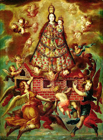 Translação da Santa Casa de Loreto.  Pintura anônima do século XVII, México