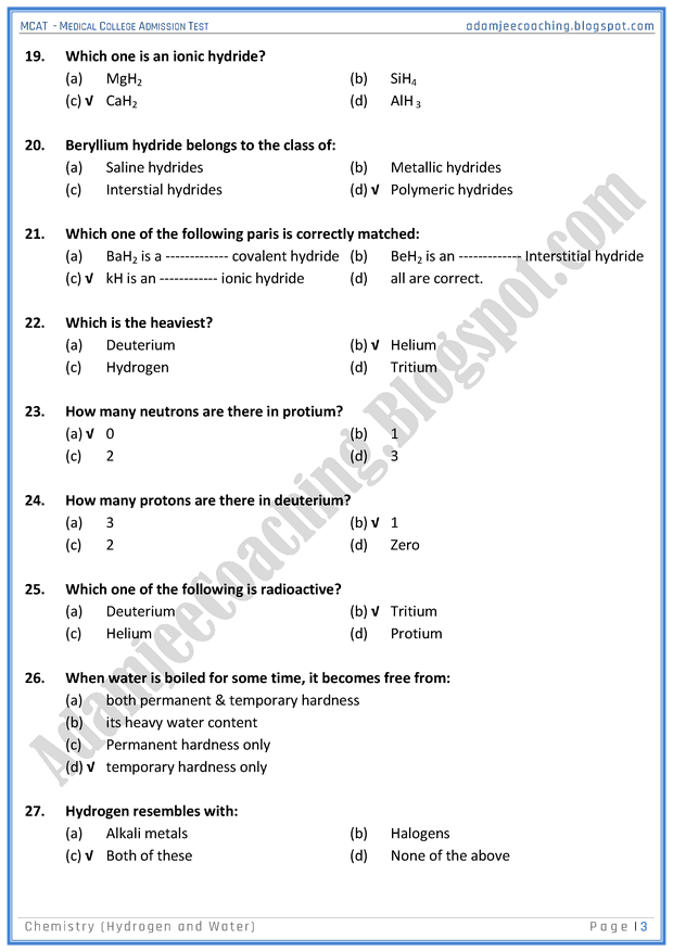 mcat-chemistry-hydrogen-&-water-mcqs-for-medical-entry-test