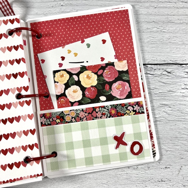 Valentine's Day Scrapbook Album Page with a pocket for photos and memorabilia