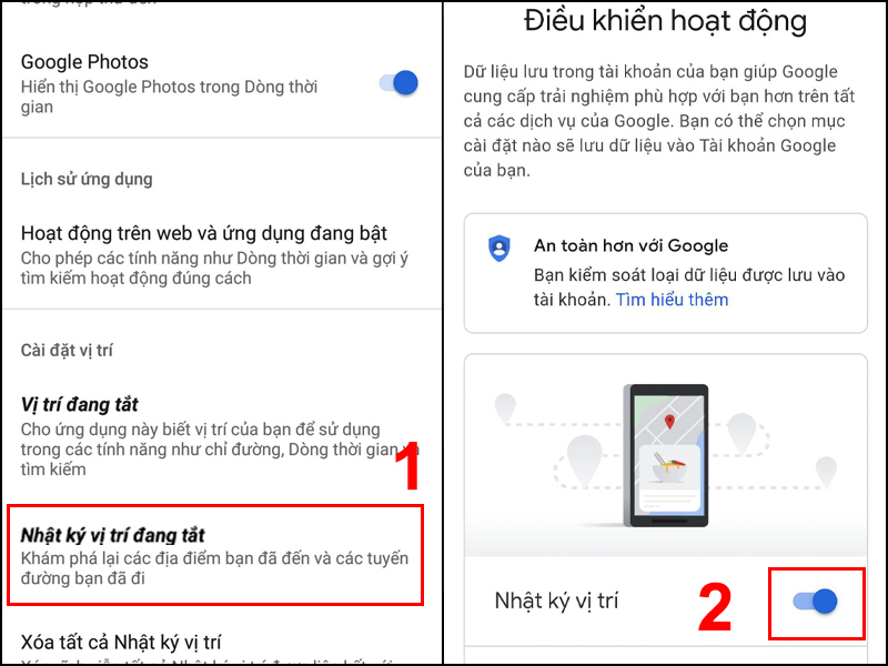 Bật Nhật ký vị trí