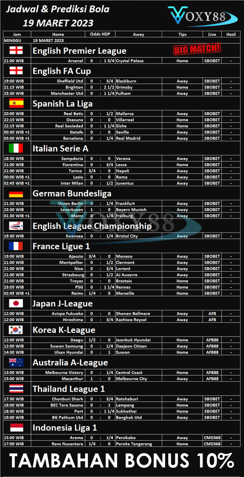 Jadwal bola hari ini