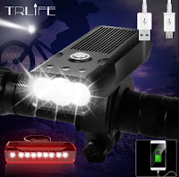 Bicycle Rechargeable Waterproof Headlight Taillight Power Bank (5200 mAh)