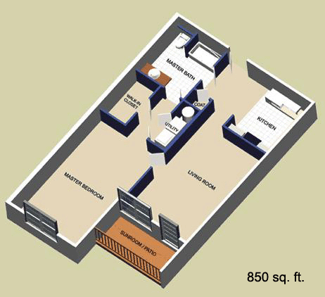 1 Bedroom Studio Apartment Plans