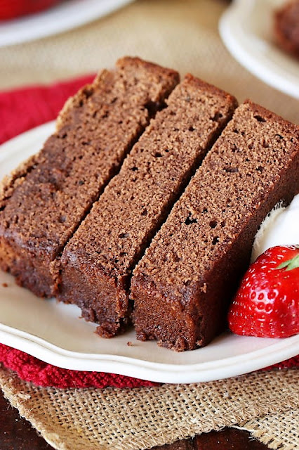 Slice of Chocolate Pound Cake Cut Into Fingers Image