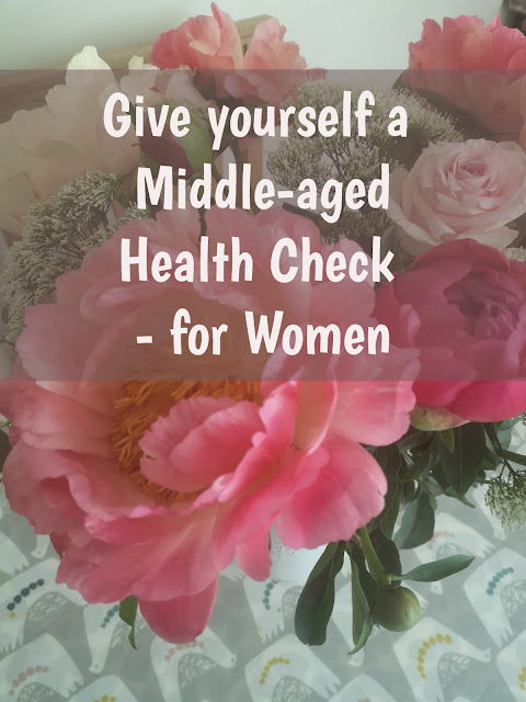 womens middle-aged health check header with flowers