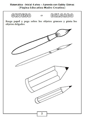 Fichas de Actividades para Preescolar (Grueso - Delgado)