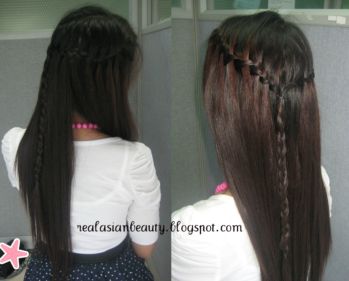 Image of Waterfall braid korean hairstyle