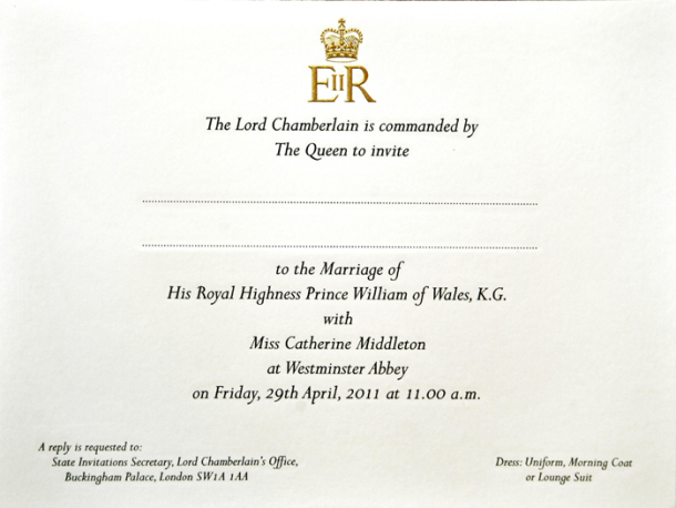 kate william invitation. prince william invitation.