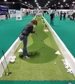 The teeofftimes.co.uk's incredibly lengthy Long Putt Challenge at The Golf Show by American Golf