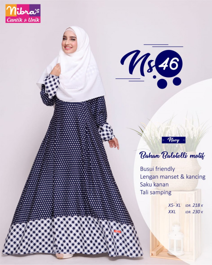 Model Gamis Hitam Kombinasi | Nibras Syar'i NS 46 Model Gamis Hitam Kombinasi | Nibras Syar'i NS 46