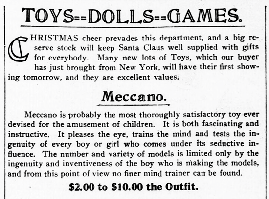 Meccano advertisement 1909