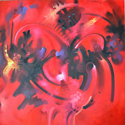 Cuadros de Arte Abstracto Moderno Pintura en Óleo Rojo