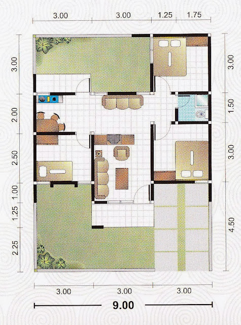  Denah  Rumah  Minimalis 9x13  Meter Desain Denah  Rumah  