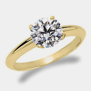 Yellow Gold Solitaire Diamond Engagement Ring Round Brilliant Cut