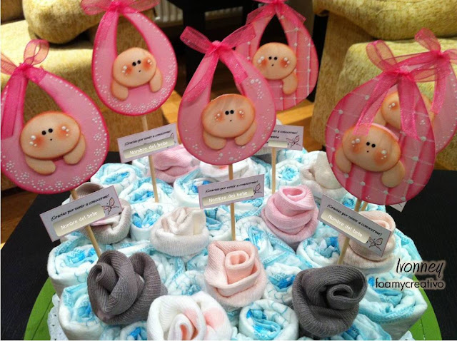 Souvenir baby shower tarta de pañales