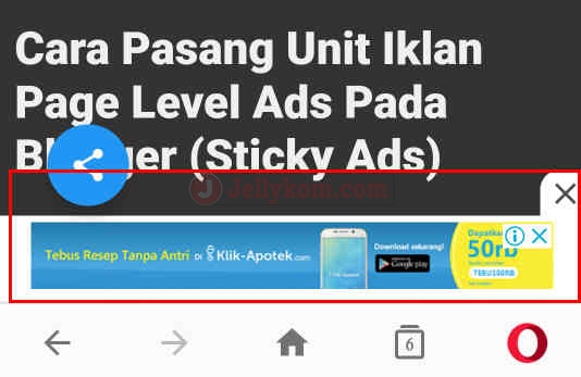   Cara Pasang Unit Iklan Page Level Ads Pada Blogger AMP HTML (Sticky Ads) 