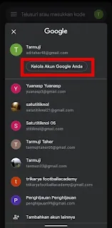 pilih Kelola Akun Google Anda