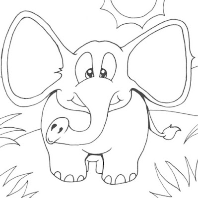 Gambar Sketsa anak Gajah