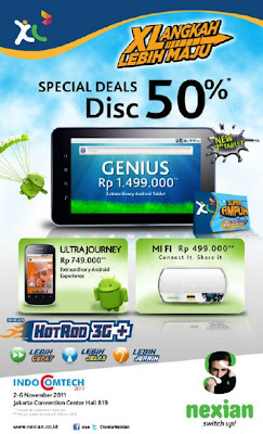 Harga diskon 50% Nexian Ultra Journey Nexian Genius dan Nexian MyFi di indocomtech 2011