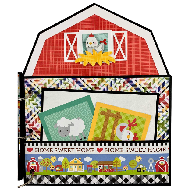 Farm themed barn shaped scrapbook album