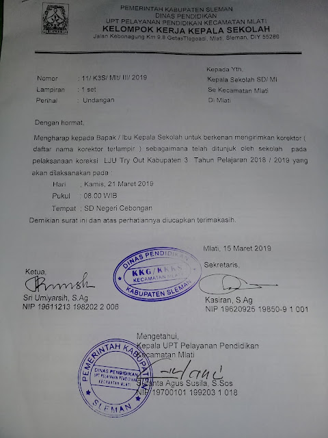 Contoh Surat Undangan Permintaan Pengiriman Korektor LJU Try Out dari Dinas Pendidikan untuk Sekolah