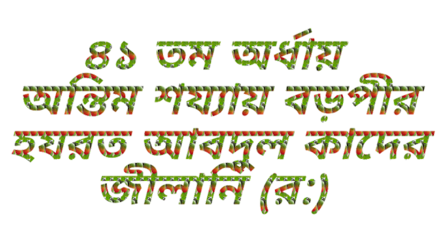 ৪১ তম অধ্যায় অন্তিম শয্যায় বড়পীর আবদুল কাদের জীলানি (র:)