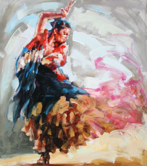 Renata Domagalska pinturas mulheres impressionistas dança flamenco