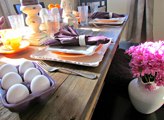 Breakfast Table Setting using Bright Spring Colors