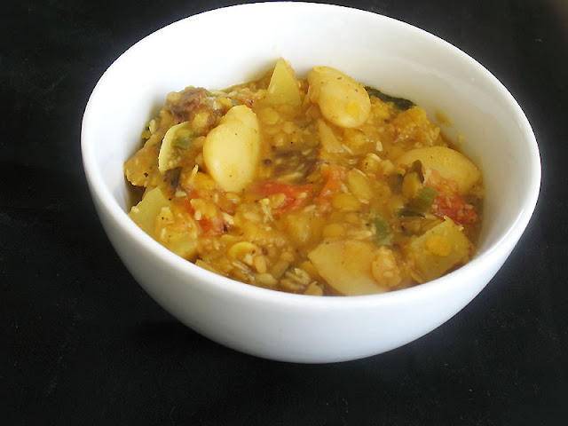 toor dal and lima bean sambar