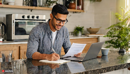 Image of a person filling out a loan application form online.